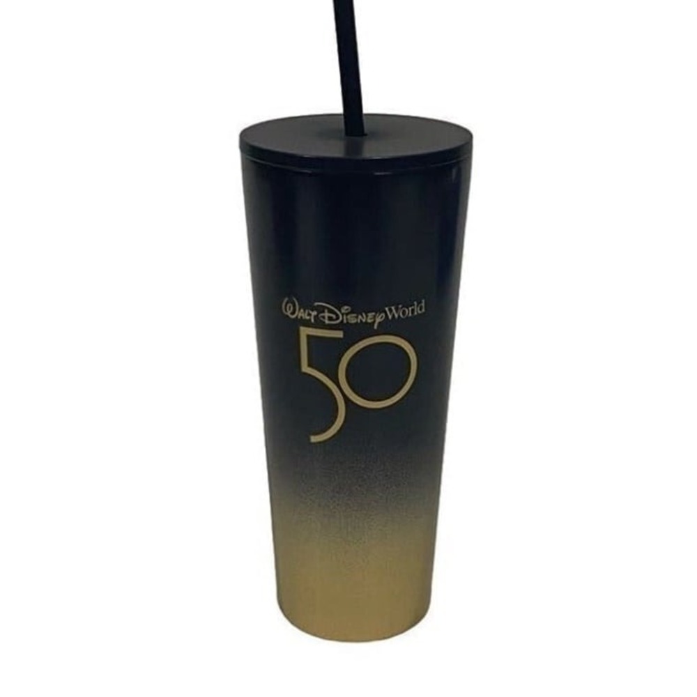 Disney StarBucks 50th Anniversary Black/Gold Cup Tumbler New